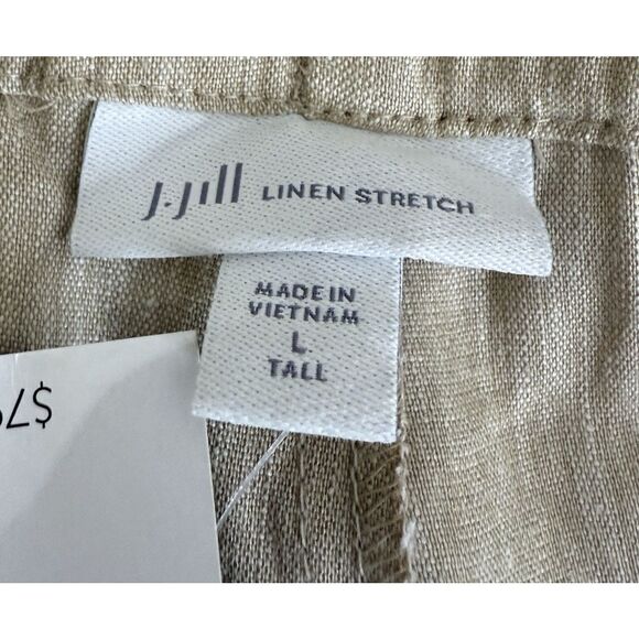 J Jill L Tall Pants Khaki Tan Linen Stretch Macadamia New NWT Elastic Waist - Picture 6 of 10
